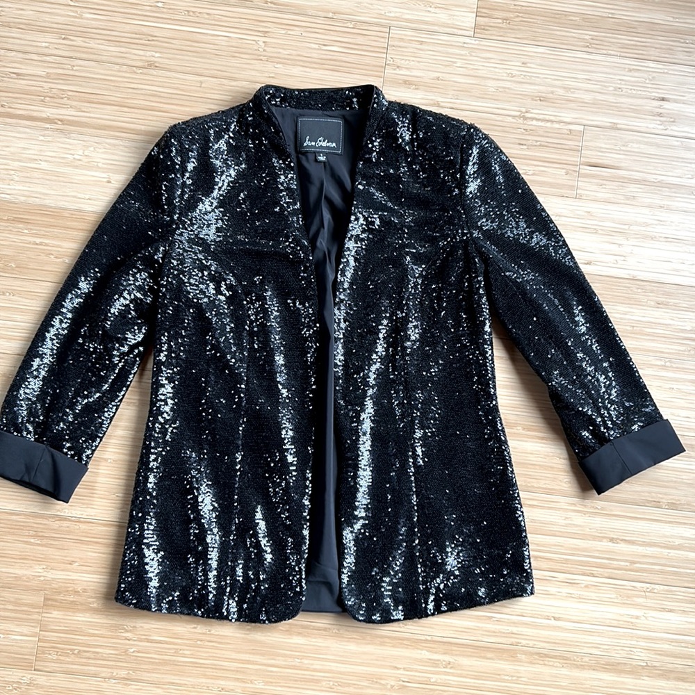 Sam Edelman Black Sequenced Jacket, Size Small - image 1